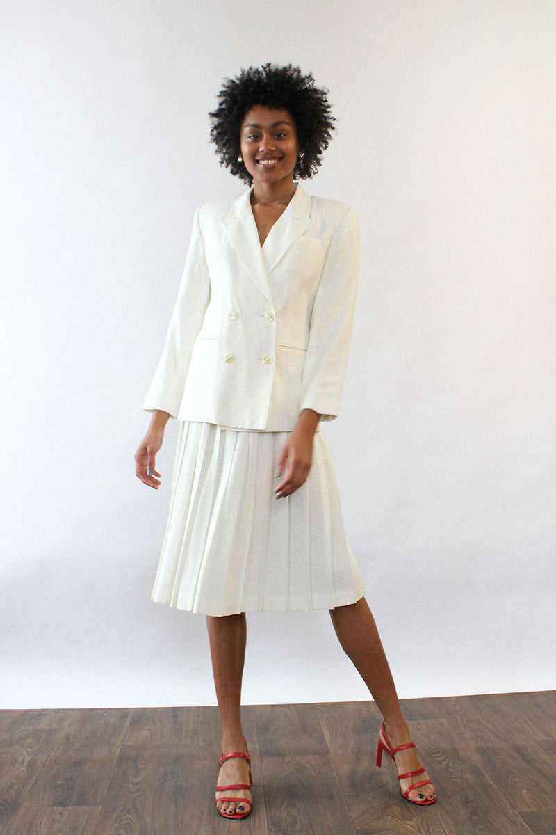 suit dress with pleated skirt Plus Size Summer Fashion Simple Waistcoat & Pleated Skirt Suit Set