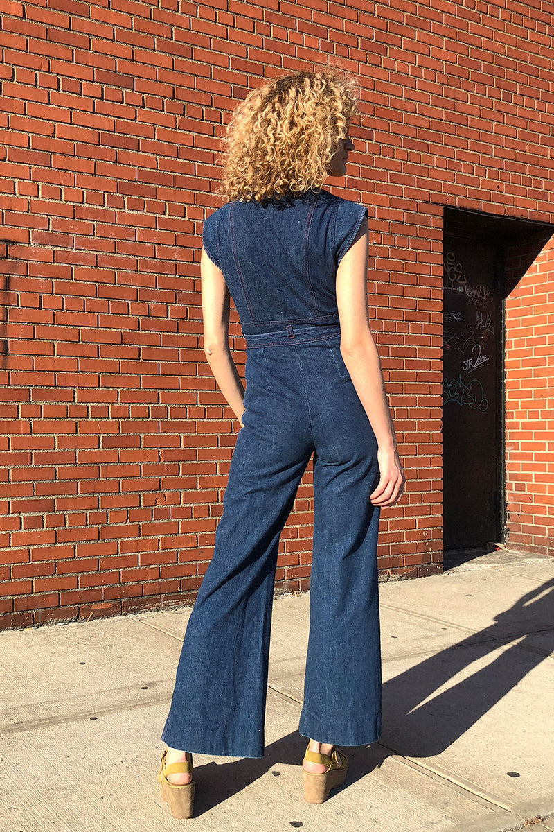 Vintage denim deals jumpsuit 70s