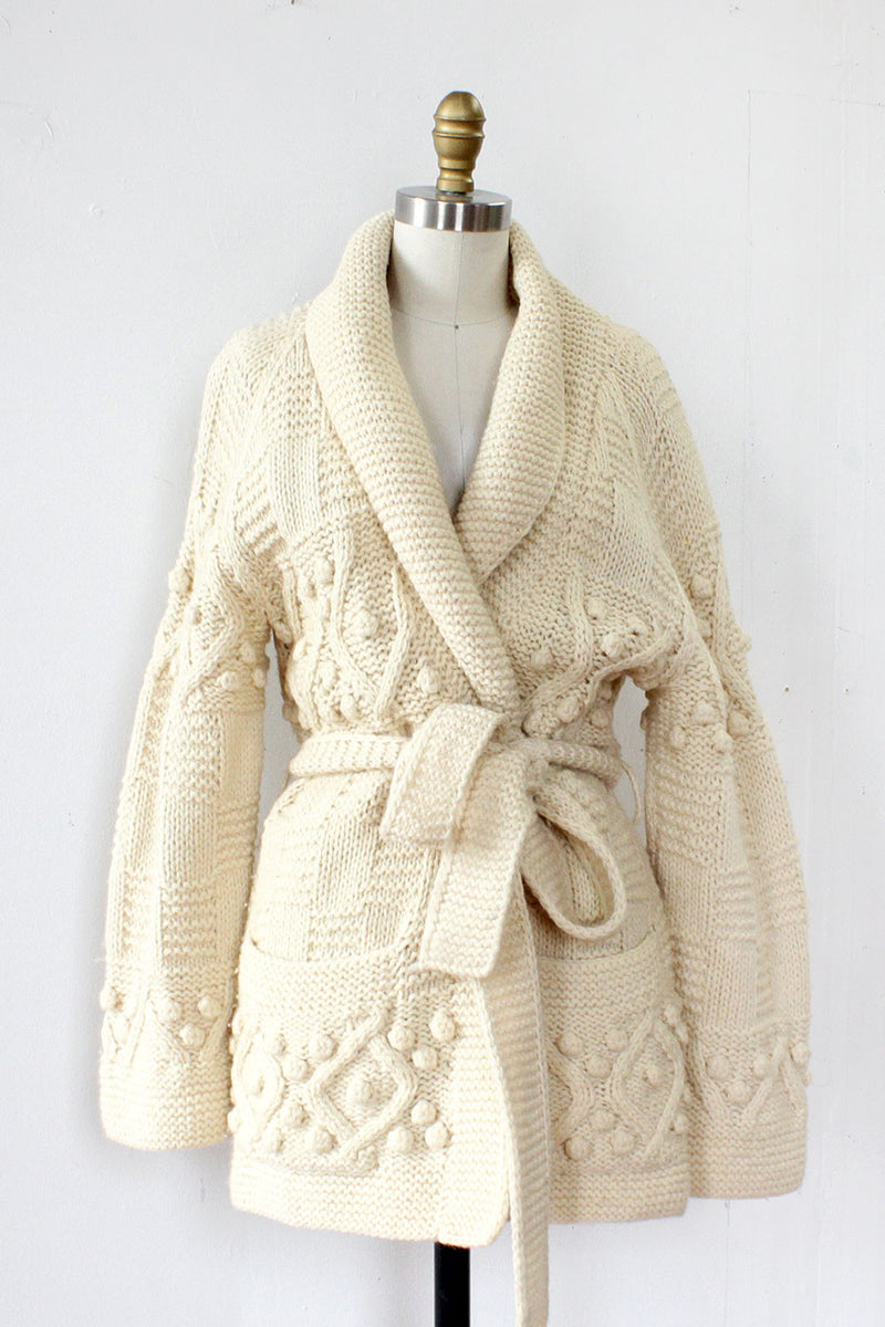 Fisherman Ivory Wool Cardigan