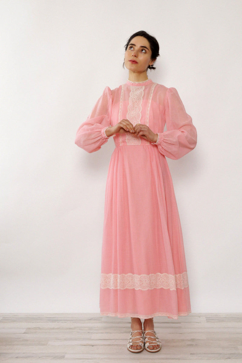 pink prairie dress 70s Pink Prairie Dress