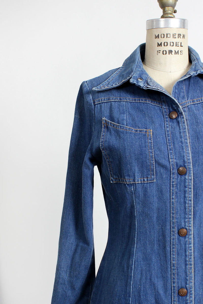 vintage 70s denim dress Vintage 1970s Denim Dress