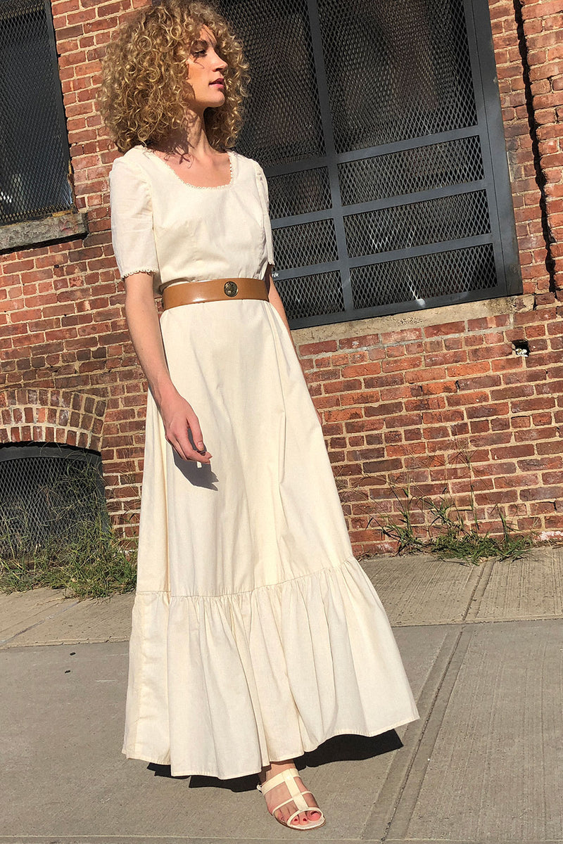 70s Ivory Cotton Tier Dress M – OMNIA
