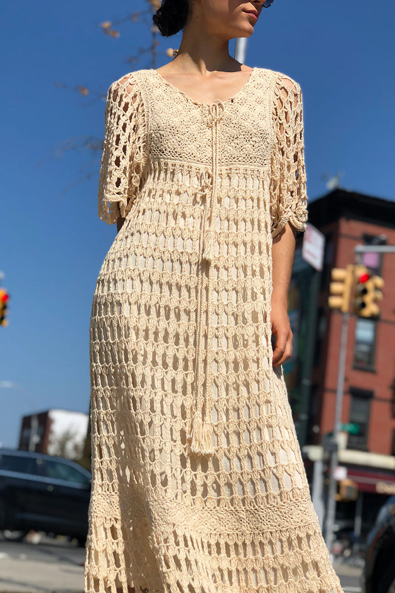 Ivory Crochet Dress XS/S OMNIA Ivory Crochet Dress XS/S OMNIA