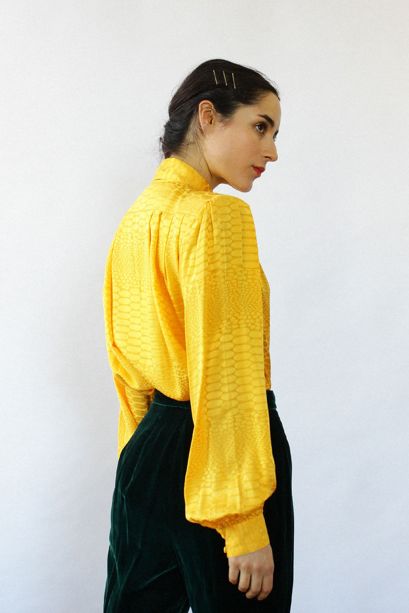 Oleg Cassini Marigold Silk Blouse M L OMNIA