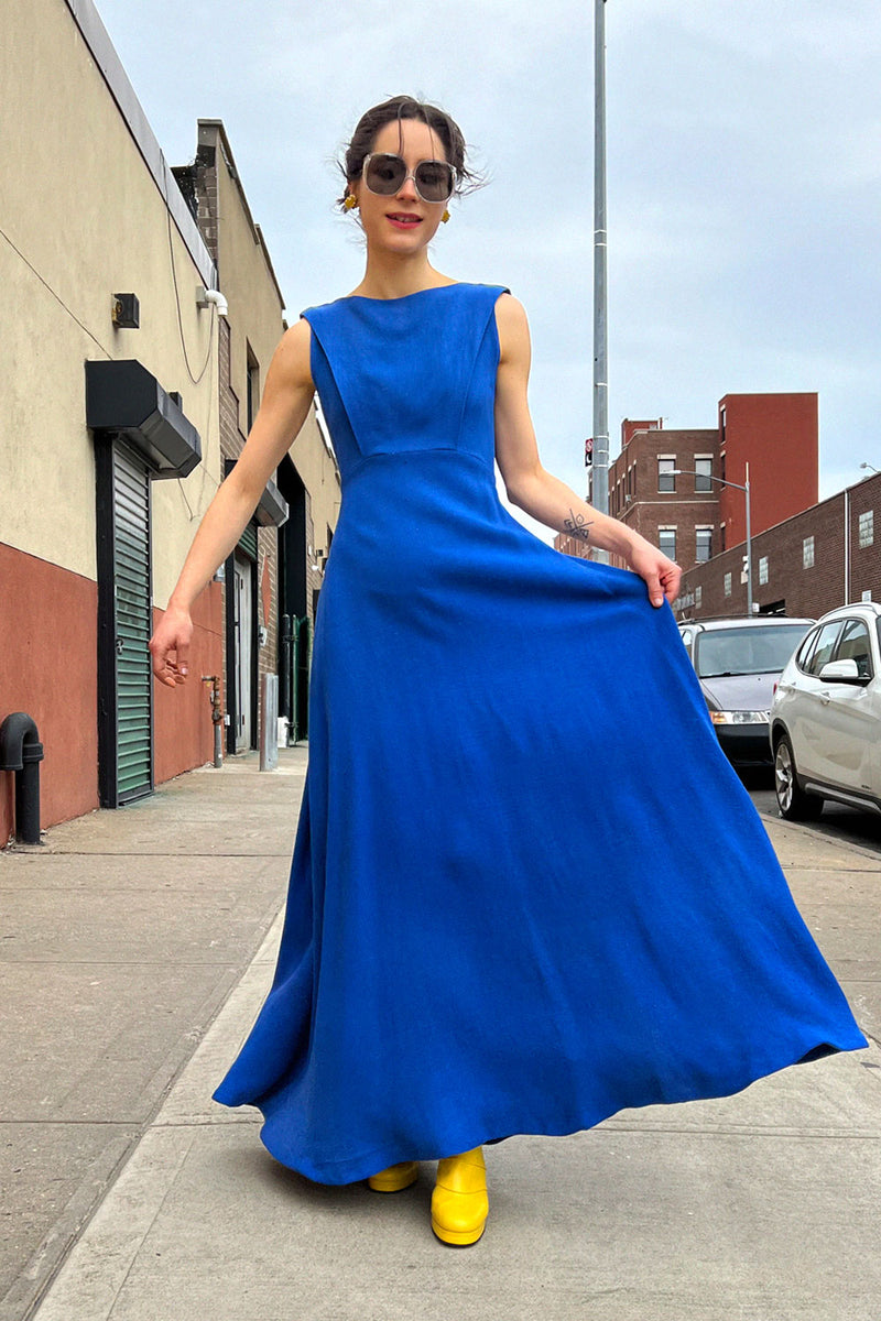 Cobalt Blue Sweeping Maxi Dress S Cobalt Blue Sweeping Maxi Dress S