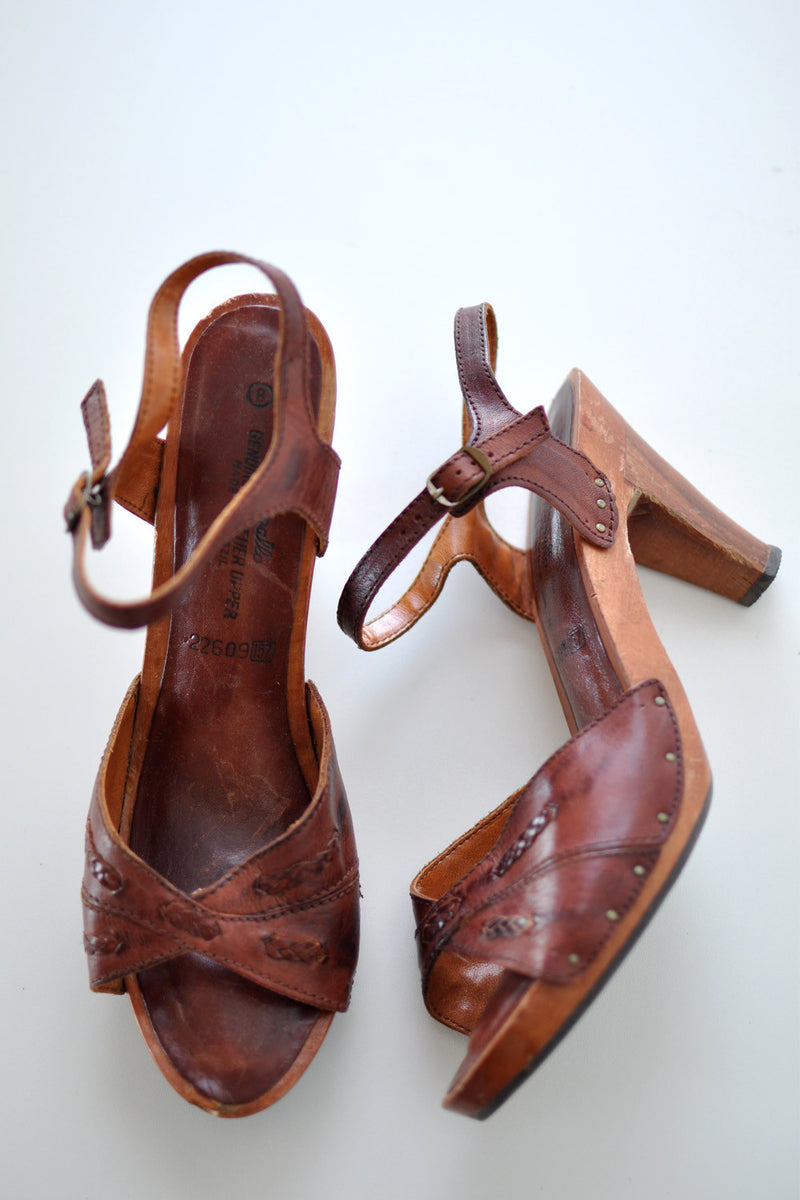 Wood Leather Rapallo 70s Heels 7 1 2 OMNIA