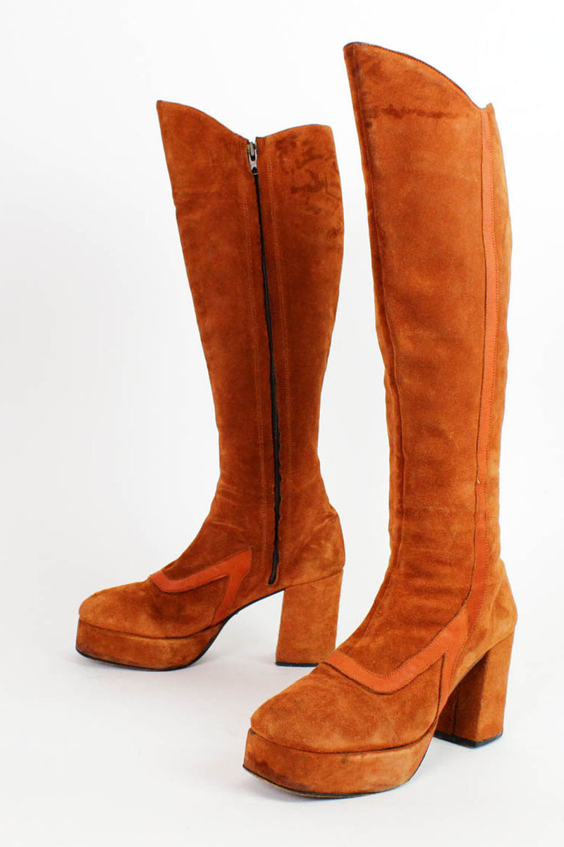 Vintage 1970s Suede Platform Boots