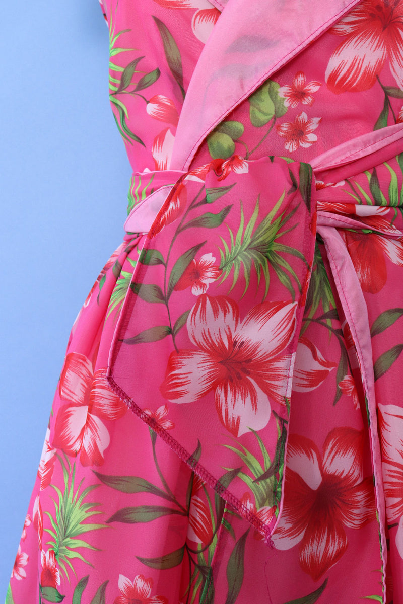 Hot Pink Hibiscus Halter Dress L OMNIA Hot Pink Hibiscus Halter Dress L OMNIA