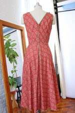 1930s Pixelated Folk Print Dress M-M/L