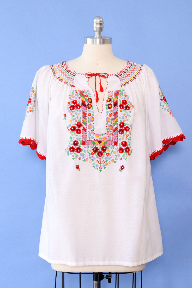 Cornucopia Embroidered Peasant Blouse L