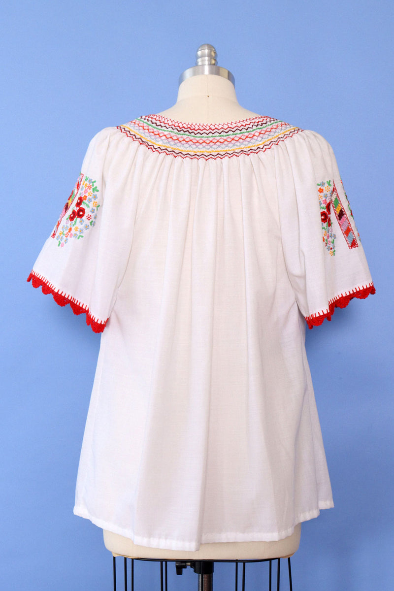 Cornucopia Embroidered Peasant Blouse L