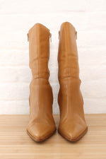 Camel Leather Stiletto Boots 9.5-10