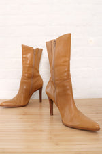 Camel Leather Stiletto Boots 9.5-10