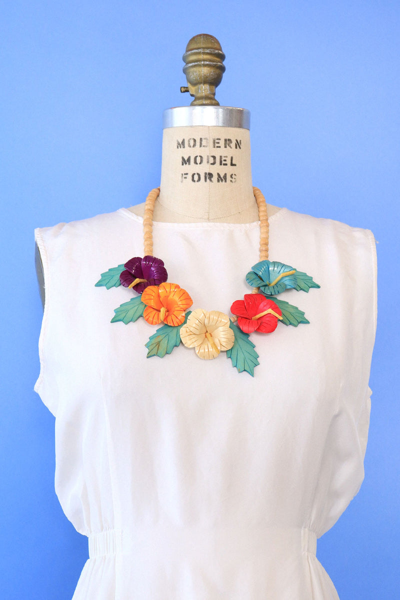 Wooden Hibiscus Necklace