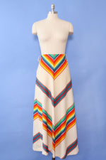 Rainbow Chevron Maxi Skirt XS-M