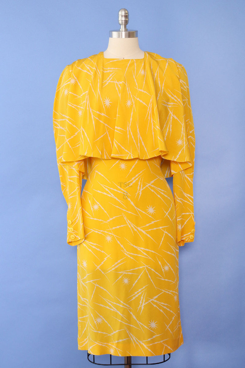 Krizia Lemon Lightning Silk Dress S/M-M