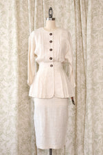 Ivory Peplum Power Suit XS