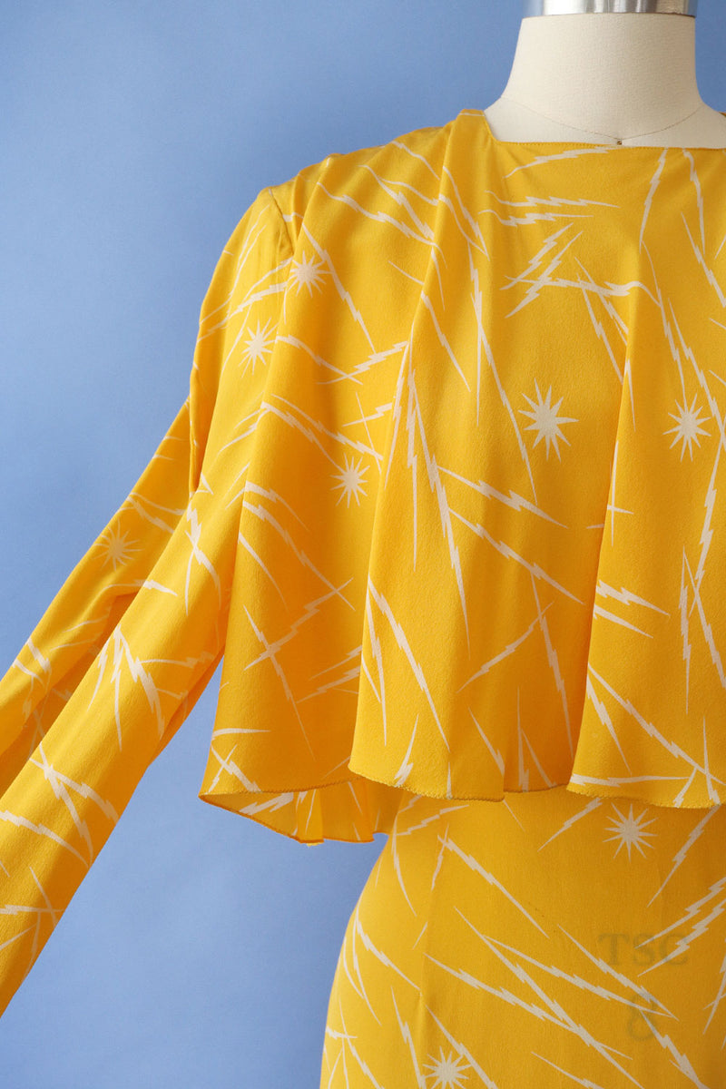 Krizia Lemon Lightning Silk Dress S/M-M