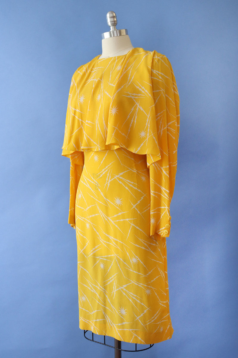 Krizia Lemon Lightning Silk Dress S/M-M
