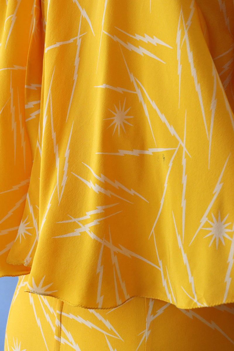 Krizia Lemon Lightning Silk Dress S/M-M