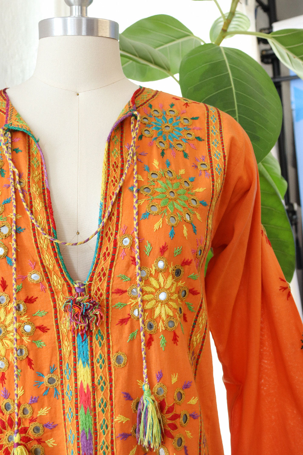 Mirrored Tangerine Cotton Caftan XS/S