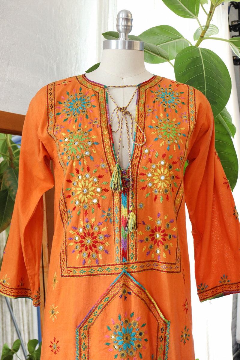 Mirrored Tangerine Cotton Caftan XS/S