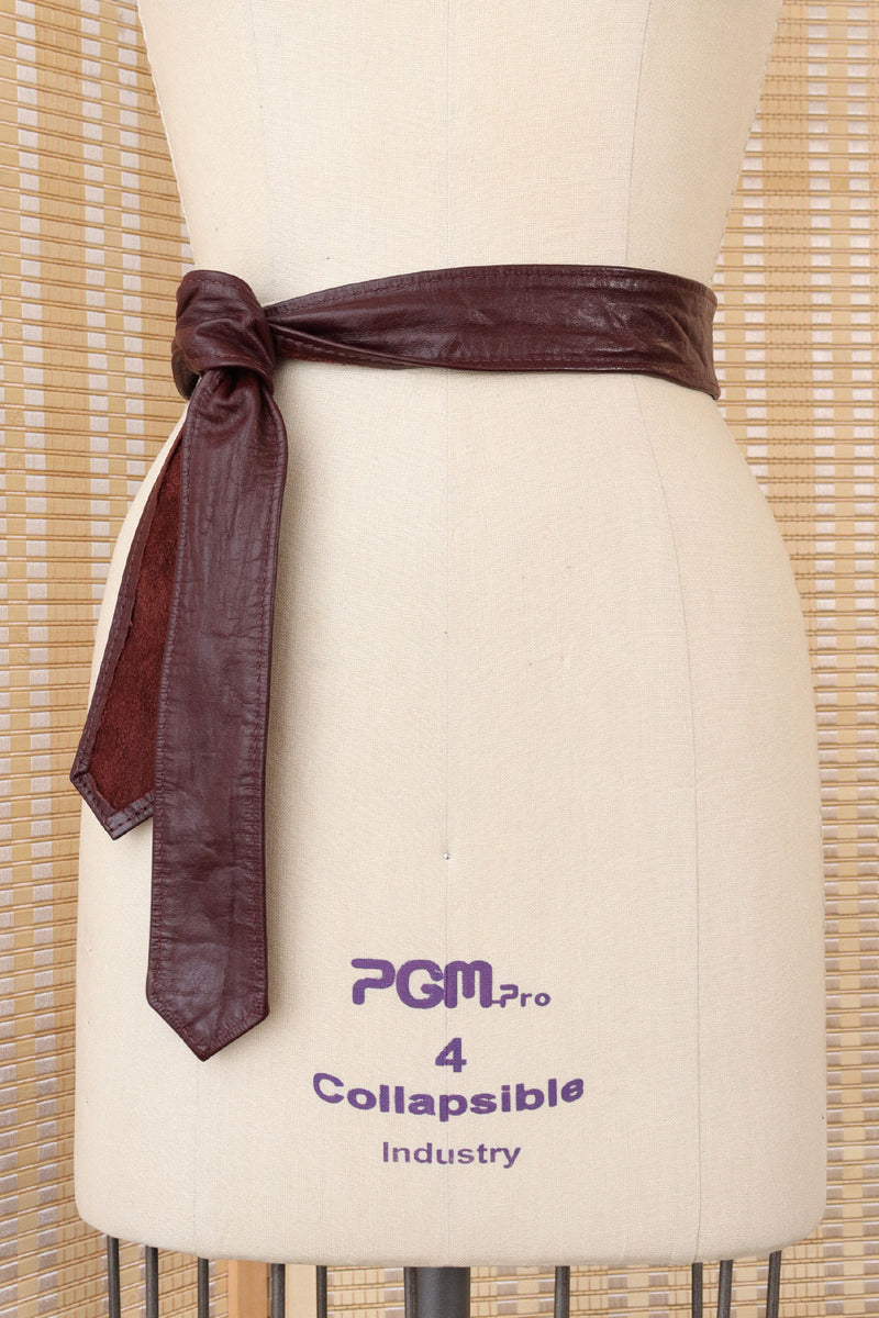 Eggplant Leather Tie Belt