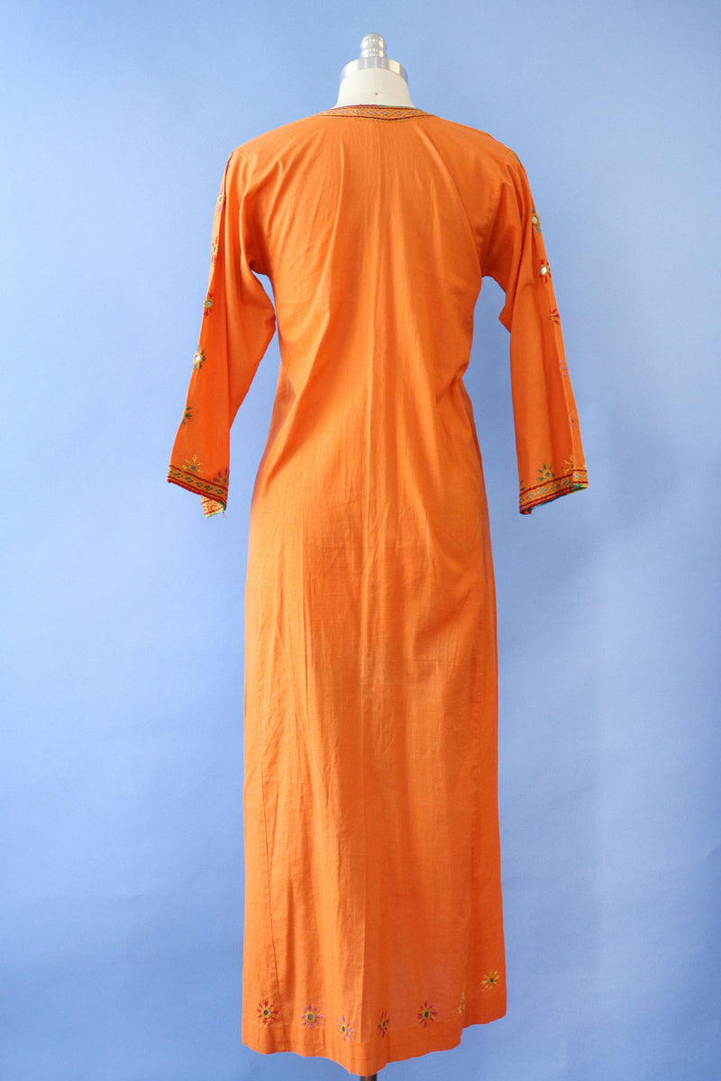 Mirrored Tangerine Cotton Caftan XS/S