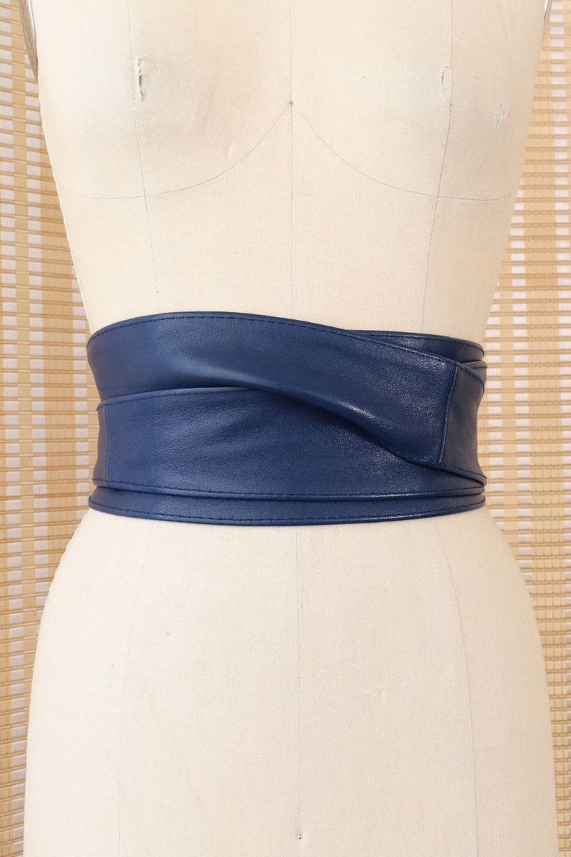 Cobalt Smooth Leather Wrap Belt