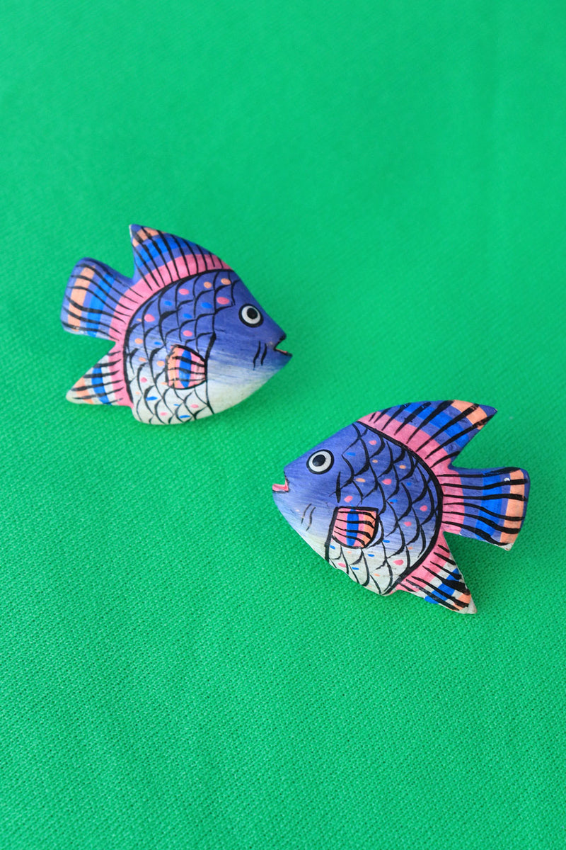 Purple Painted Fish Earrings