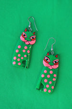Curious Neon Cat Earrings