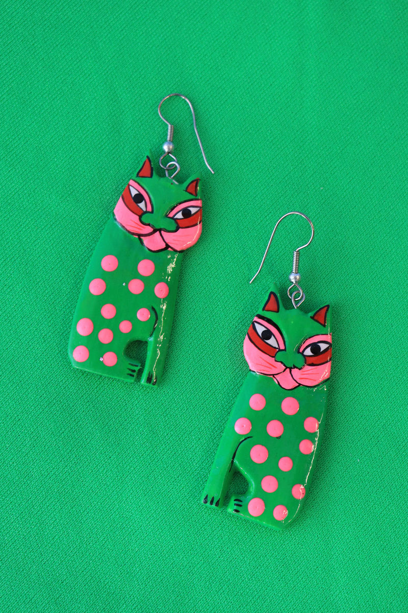 Curious Neon Cat Earrings
