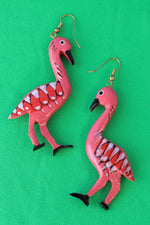 Flamingo Painted Dangle Earrings
