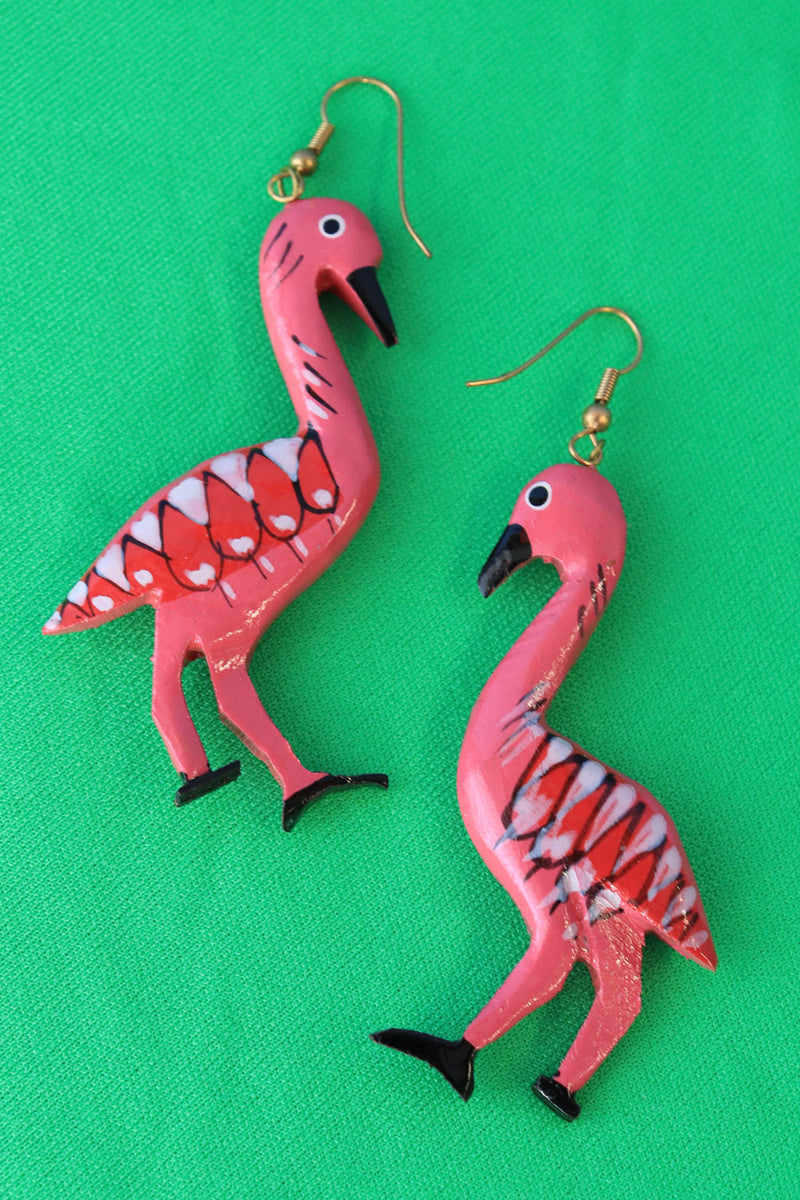 Flamingo Painted Dangle Earrings