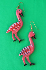 Flamingo Painted Dangle Earrings