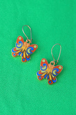 Enameled Butterfly Earrings