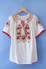 Cornucopia Embroidered Peasant Blouse L
