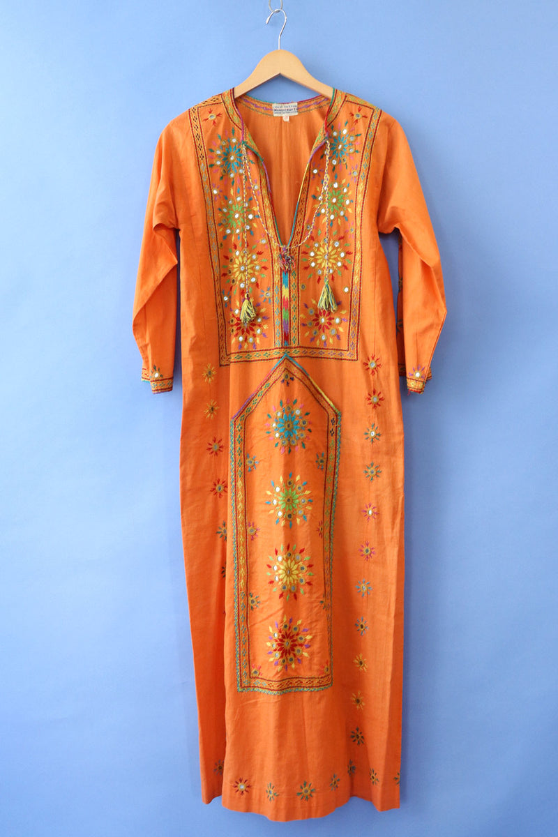 Mirrored Tangerine Cotton Caftan XS/S