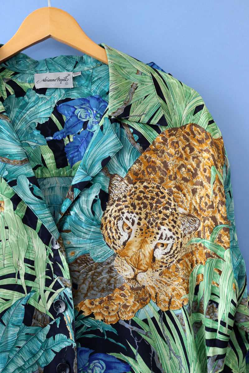 Lurking Tiger Silk Shirtdress M-M/L