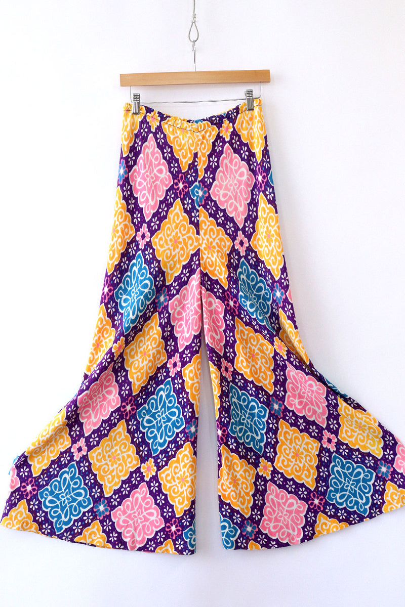 Flowery Wide Leg Jersey Pants S/M