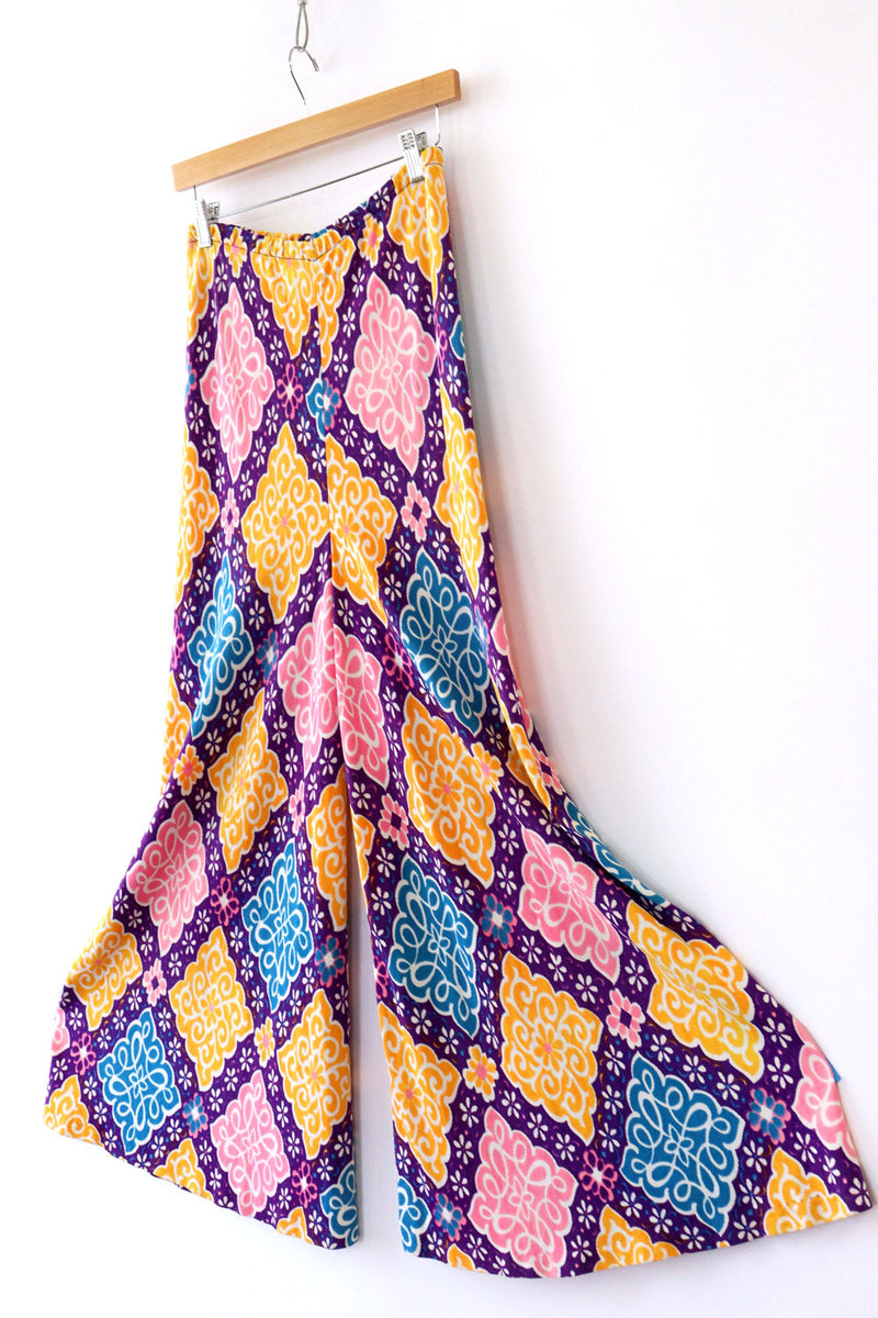 Flowery Wide Leg Jersey Pants S/M