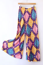 Flowery Wide Leg Jersey Pants S/M