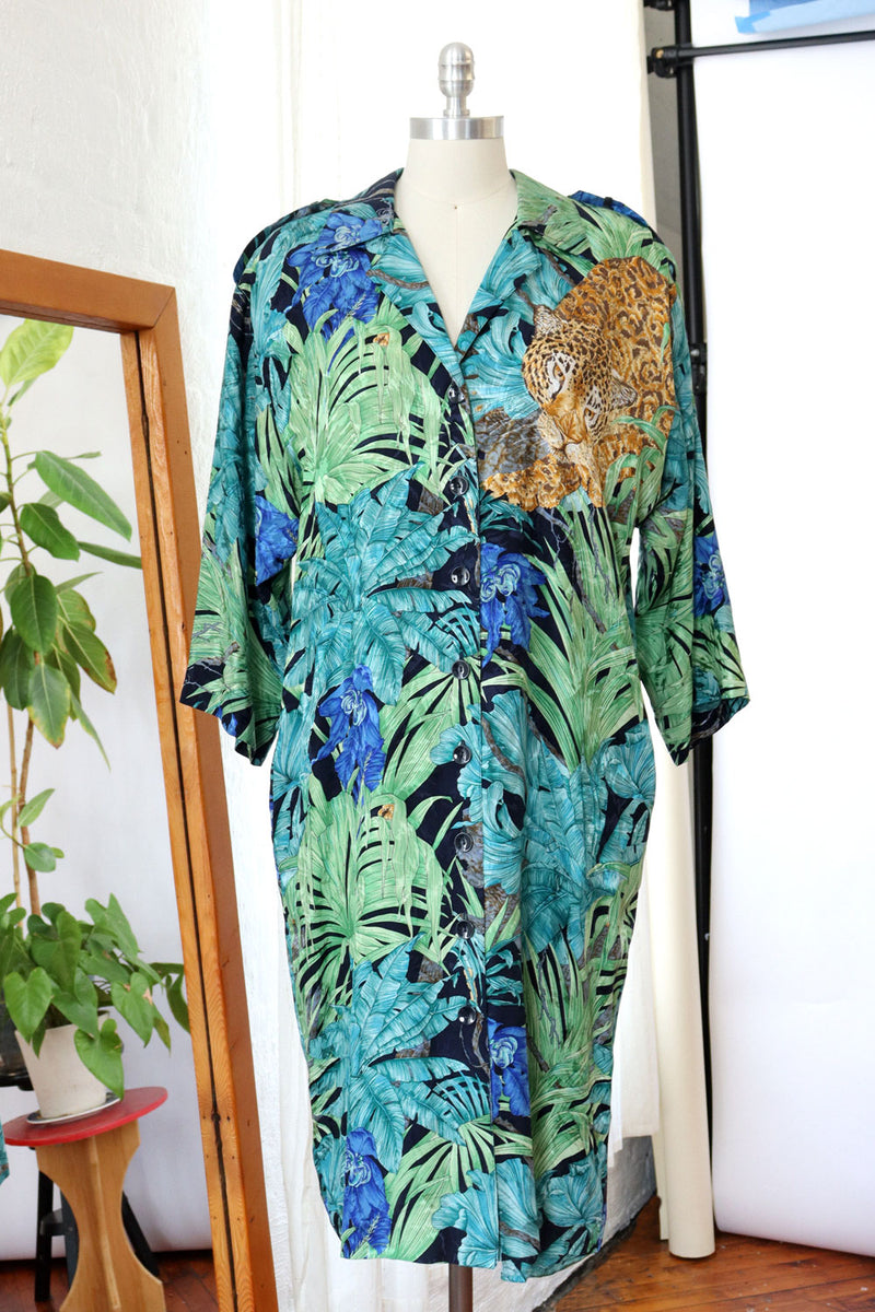Lurking Tiger Silk Shirtdress M-M/L