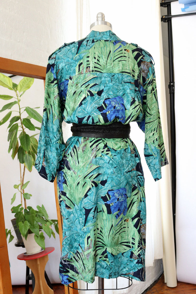 Lurking Tiger Silk Shirtdress M-M/L