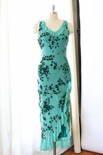 Teal Velvet Burnout Gown S-S/M