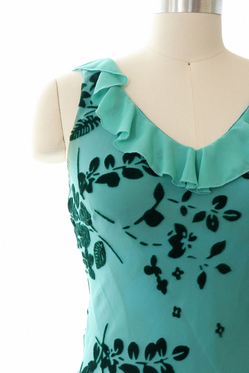 Teal Velvet Burnout Gown S-S/M