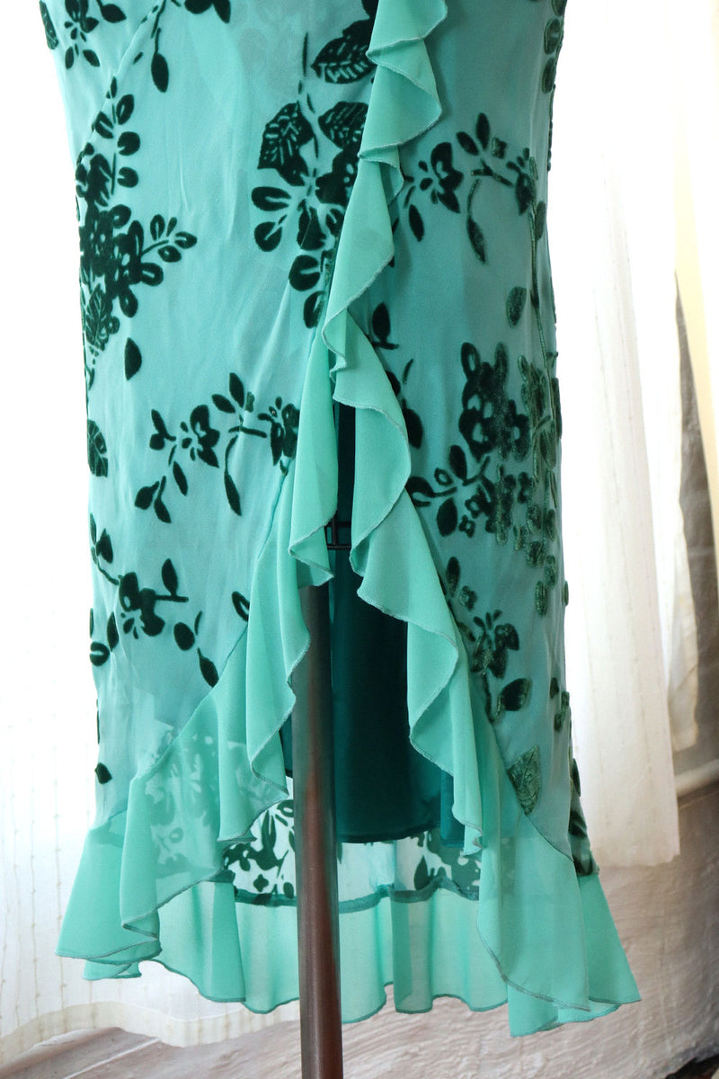 Teal Velvet Burnout Gown S-S/M