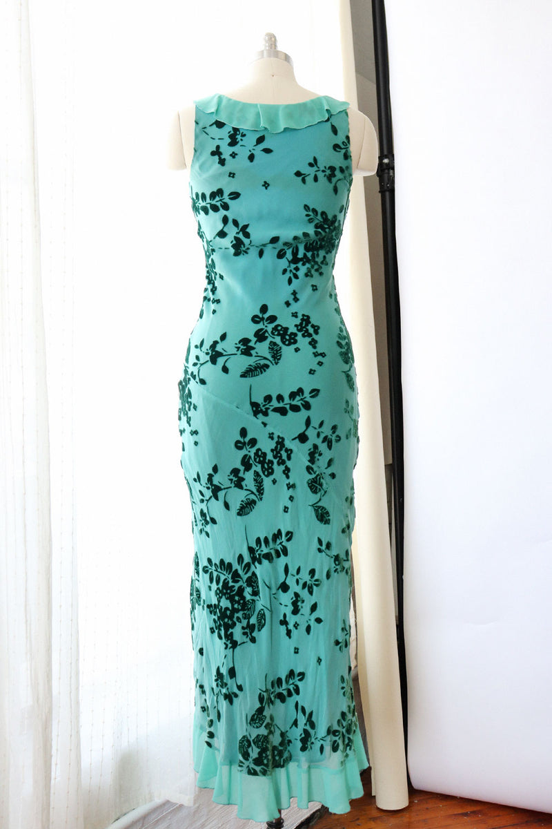Teal Velvet Burnout Gown S-S/M