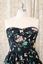 Polished Cotton Floral Bustier Dress M