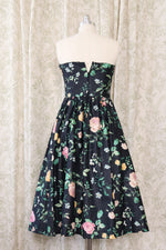 Polished Cotton Floral Bustier Dress M